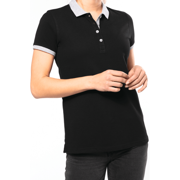 Kariban | Tofarvet piqué-poloshirt til kvinder